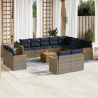 Lounge Tuinset van Grijs Materiaal met Waterdichte Tas en Gepoedercoat Staal - grijs en marineblauw / Met tafel