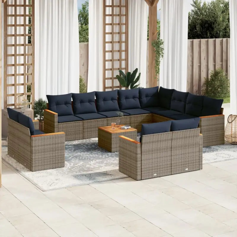 Lounge Tuinset van Grijs Materiaal met Waterdichte Tas en Gepoedercoat Staal - grijs en marineblauw / Met tafel