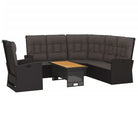 Lounge tuinset van massief acaciahout en zwart gepoedercoat staal - Tuinsets