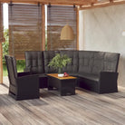 Lounge tuinset van massief acaciahout en zwart gepoedercoat staal - Zwart - Tuinsets