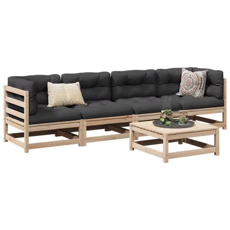 Lounge tuinset van massief Douglas vurenhout voor buiten ontspanning - Natuurlijk grenenhout / Ja - Tuinsets