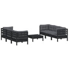 Lounge tuinset van massief grenenhout met voetenbank en rug- zijkussen - Tuinsets