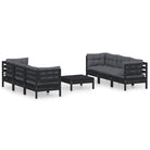Lounge tuinset van massief grenenhout met voetenbank en rug- zijkussen - Tuinsets