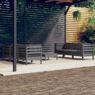 Lounge tuinset van massief grenenhout met voetenbank en rug- zijkussen - Grijs - Tuinsets