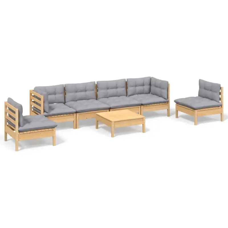 Lounge tuinset van massief grenenhout met voetenbank en tafel - Tuinsets