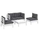 Lounge tuinset van massief grenenhout met voetenbank en tafel - Tuinsets