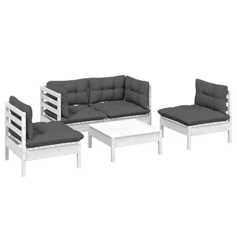 Lounge tuinset van massief grenenhout met voetenbank en tafel - Tuinsets