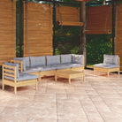 Lounge tuinset van massief grenenhout met voetenbank en tafel - Tuinsets