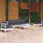 Lounge tuinset van massief grenenhout met voetenbank en tafel - Wit - Tuinsets