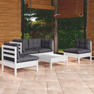 Lounge tuinset van massief grenenhout met voetenbank en tafel - Wit - Tuinsets