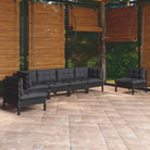 Lounge tuinset van massief grenenhout met voetenbank en tafel - Zwart - Tuinsets