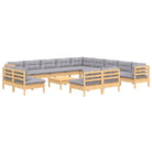 Lounge tuinset van massief grenenhout met voetenbank tafel - Tuinsets