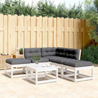 Lounge Tuinset van massief grenenhout met wit materiaal - Wit / Ja - Tuinsets