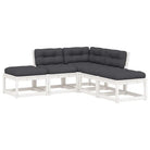 Lounge Tuinset van massief grenenhout met wit materiaal - Tuinsets