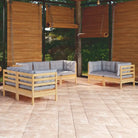 Lounge tuinset van massief grenenhout voor comfortabel buiten zitten - Bruin en grijs - Tuinsets