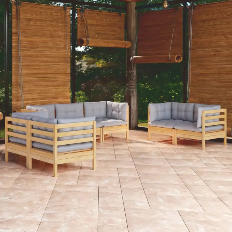 Lounge tuinset van massief grenenhout voor comfortabel buiten zitten - Bruin en grijs - Tuinsets