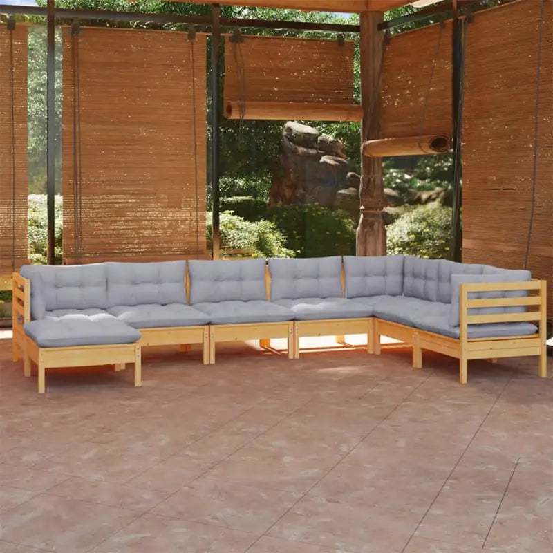 Lounge tuinset van massief grenenhout voor ontspannen buitenleven - Bruin en grijs - Tuinsets