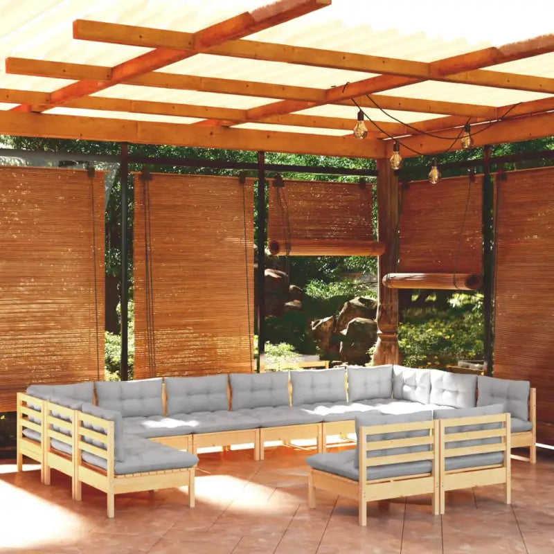 Lounge tuinset van massief grenenhout voor ontspannen buitenplezier - Bruin en grijs - Tuinsets