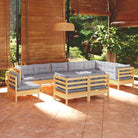Lounge tuinset van massief grenenhout voor ontspanning en gezelligheid - Bruin en grijs - Tuinsets