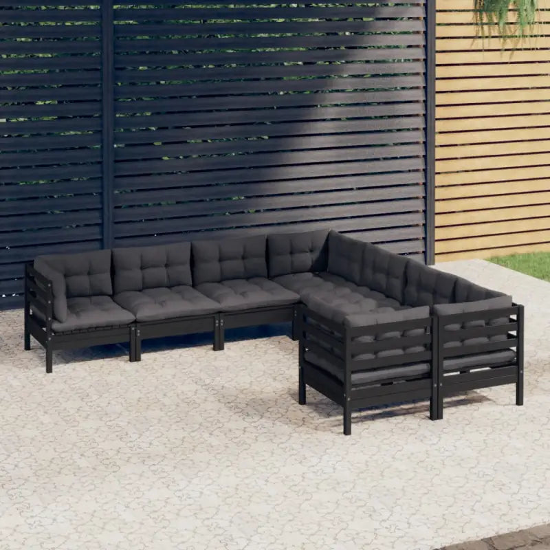 Lounge tuinset van massief grenenhout voor ontspanning en gezelligheid - Zwart - Tuinsets
