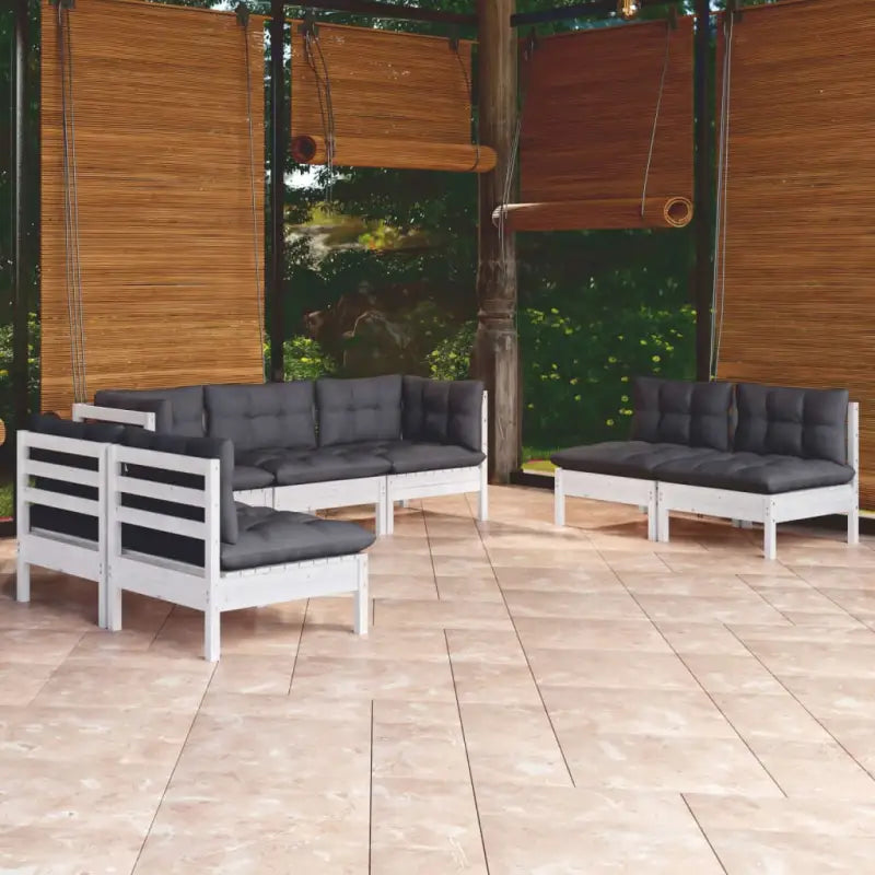 Lounge Tuinset van Massief Grenenhout voor Ontspanning en Gezelligheid - Wit - Tuinsets