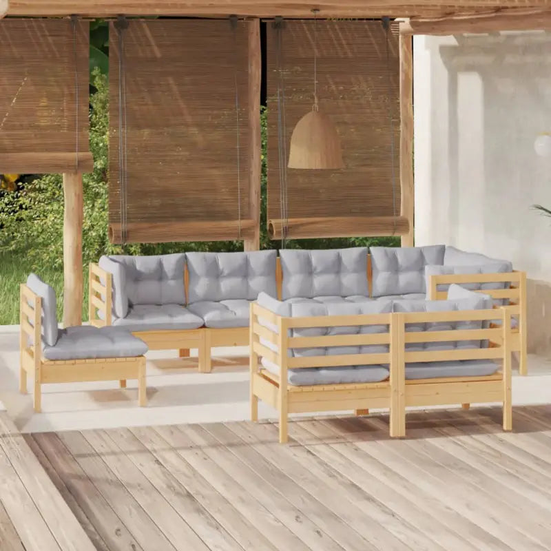 Lounge tuinset van massief grenenhout voor ontspanning en gezelligheid - Bruin en grijs - Tuinsets