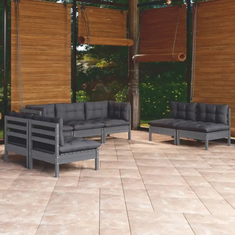 Lounge Tuinset van Massief Grenenhout voor Ontspanning en Gezelligheid - Grijs - Tuinsets