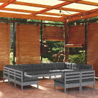 Lounge tuinset van massief grenenhout voor ontspanning en gezelligheid - Grijs - Tuinsets
