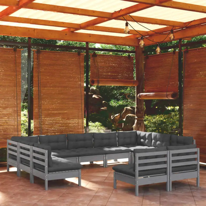 Lounge tuinset van massief grenenhout voor ontspanning en gezelligheid - Grijs - Tuinsets