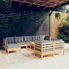 Lounge tuinset van massief grenenhout voor ontspanning en gezelligheid - Bruin en grijs - Tuinsets
