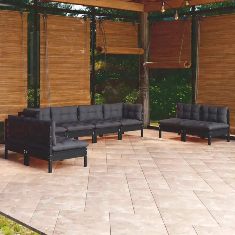 Lounge tuinset van massief grenenhout voor ontspanning en gezellige momenten - Zwart - Tuinsets