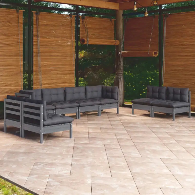 Lounge tuinset van massief grenenhout voor ontspanning en gezellige momenten - Grijs - Tuinsets