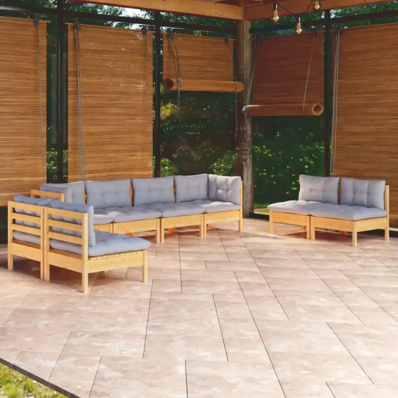 Lounge tuinset van massief grenenhout voor ontspanning en gezellige momenten - Bruin en grijs - Tuinsets