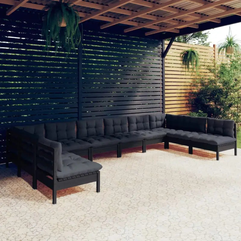 Lounge tuinset van massief grenenhout voor ontspanning en samenzijn - Zwart - Tuinsets