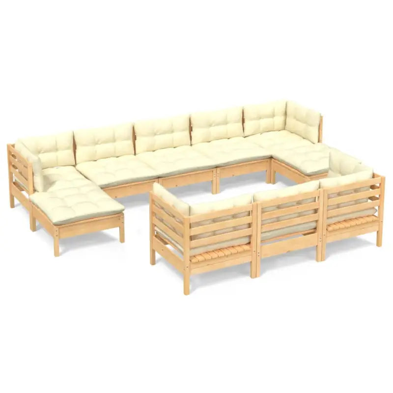 Lounge tuinset van massief grenenhout voor ontspanning en samenzijn - Bruin en crème - Tuinsets