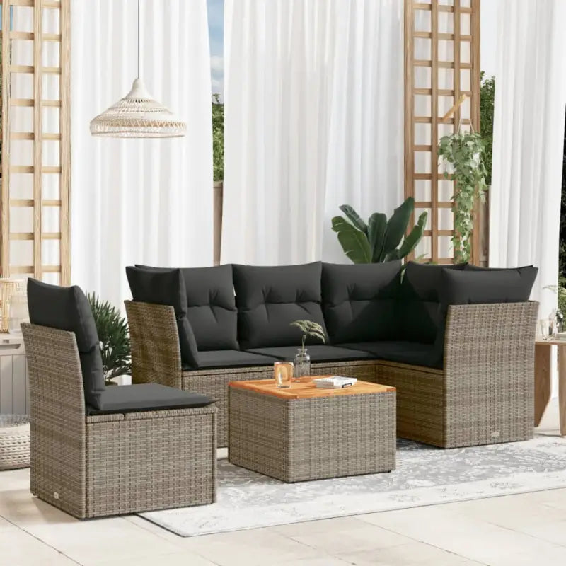 Lounge Tuinset van Poly Rattan en Gepoedercoat Staal voor Buitenplezier - Grijs / 2x middle + table + 3x corner