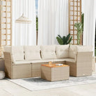 Lounge Tuinset van Poly Rattan en Gepoedercoat Staal voor Buitenplezier - Beige / Tafel + 3x hoek + 2x midden - Tuinsets