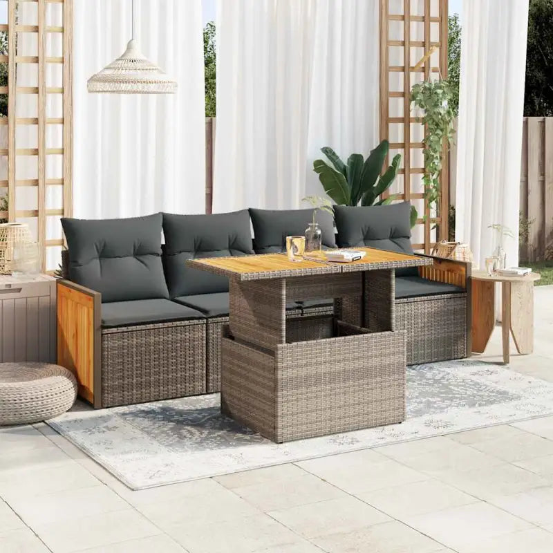 Lounge tuinset van poly rattan en gepoedercoat staal in beige materiaal - Grijs / met opbergruimte - Tuinsets