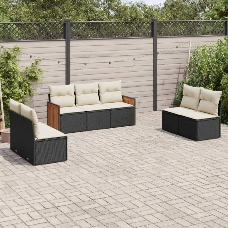 Lounge Tuinset van Poly Rattan en Gepoedercoat Staal in Grijs Materiaal - Zwart en crème / Zonder tafel - Tuinsets
