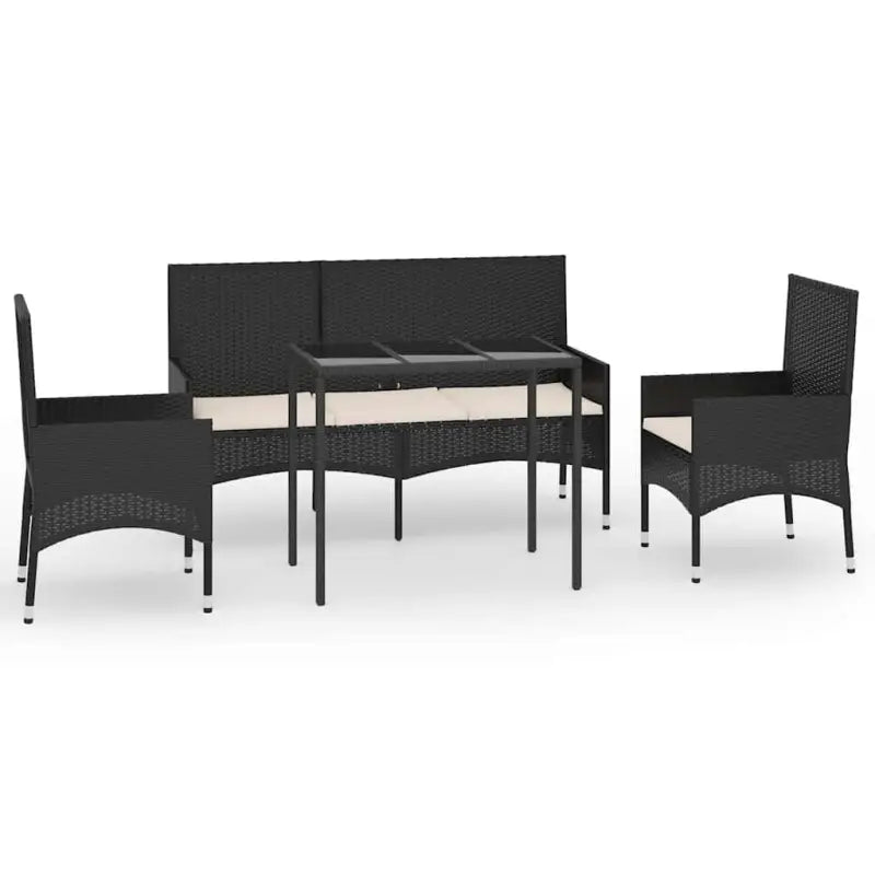 Lounge tuinset van poly rattan en gepoedercoat staal met afmetingen - Tuinsets