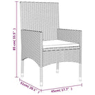 Lounge tuinset van poly rattan en gepoedercoat staal met afmetingen - Tuinsets