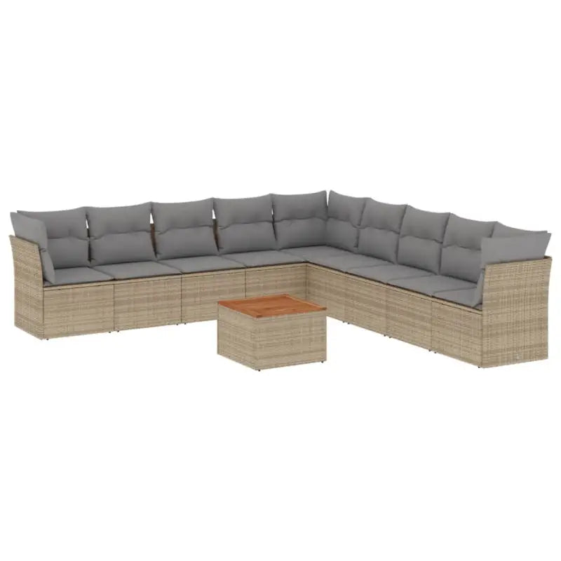 Lounge tuinset van poly rattan en gepoedercoat staal met afmetingen - Beige en grijs - Tuinsets