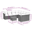 Lounge tuinset van poly rattan en gepoedercoat staal met afmetingen - Tuinsets