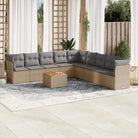 Lounge tuinset van poly rattan en gepoedercoat staal met afmetingen - Beige en grijs - Tuinsets