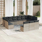 Lounge tuinset van poly rattan met comfortabele zitervaring en gepoedercoat staal - Lichtgrijs / Zonder tafel - Tuinsets