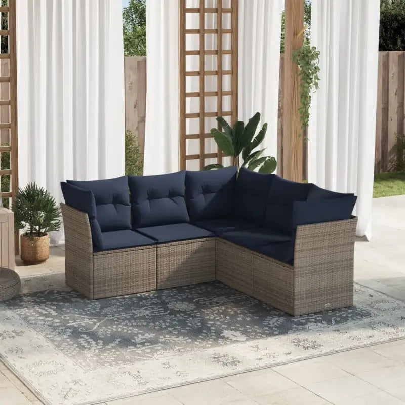 Lounge tuinset van poly rattan met comfortabele zitervaring en gepoedercoat staal - Beige en grijs / Zonder tafel