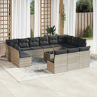Lounge tuinset van poly rattan met comfortabele zitervaring en gepoedercoat staal - Lichtgrijs / Met tafel - Tuinsets