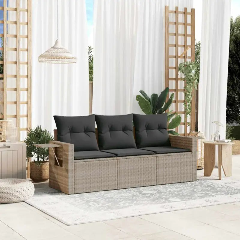 Lounge tuinset van poly rattan met comfortabele zitervaring en gepoedercoat staal - Lichtgrijs / Zonder tafel - Tuinsets