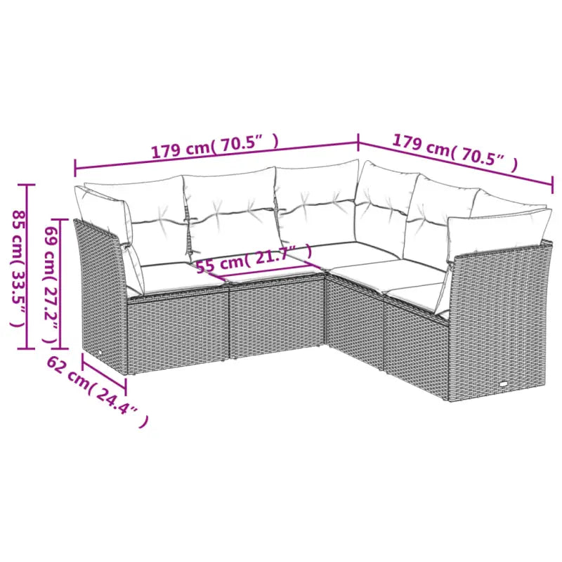 Lounge tuinset van poly rattan met comfortabele zitervaring en gepoedercoat staal - Tuinsets
