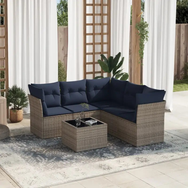 Lounge tuinset van poly rattan met comfortabele zitervaring en gepoedercoat staal - Beige en grijs / Met tafel
